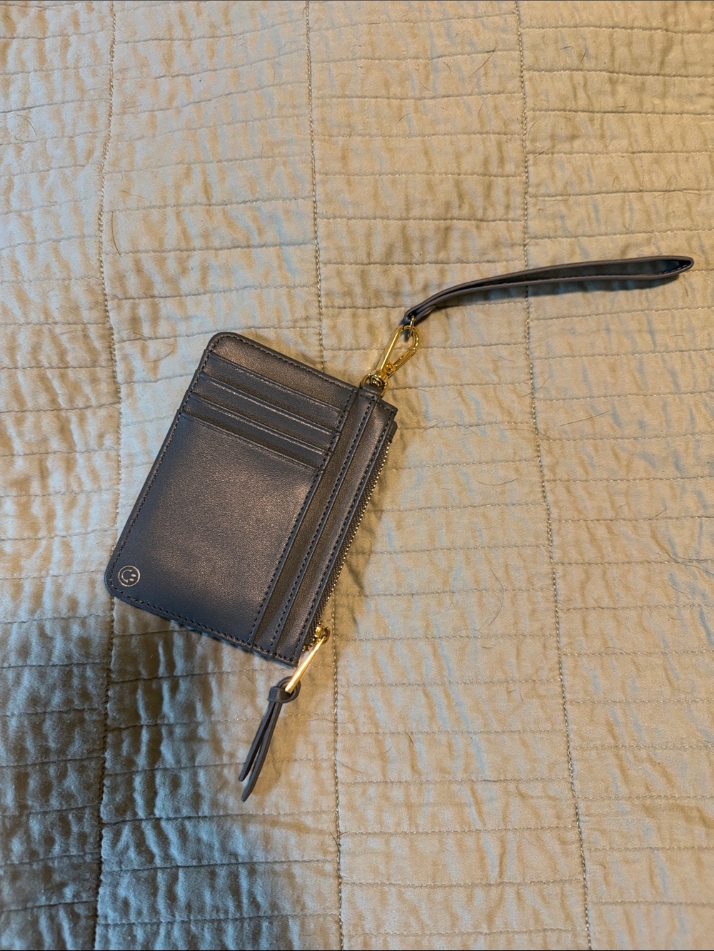 Leather Wristlet Card Wallet in Dark Blue